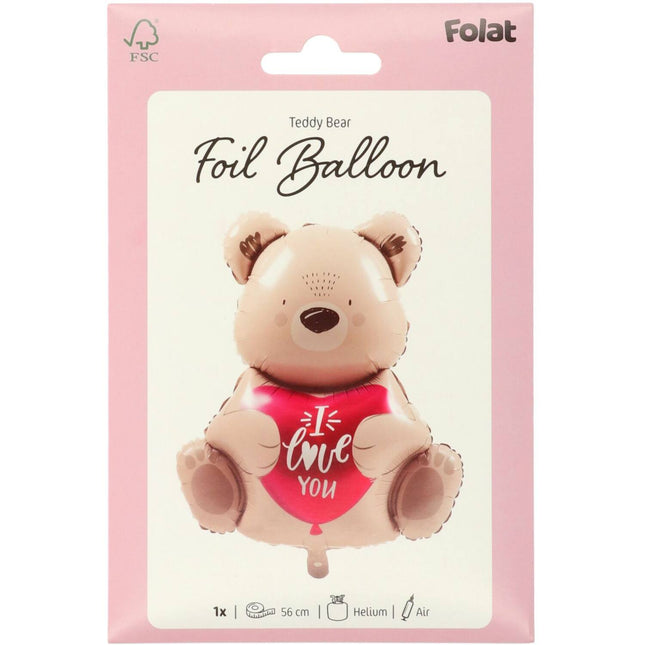 Folieballon - Ombre Love - Bruine beer "I love you" - 56 cm