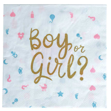 Gender Reveal Servetten 33cm 12st