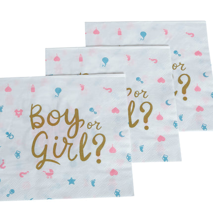 Gender Reveal Servetten 33cm 12st