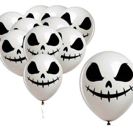 Halloween Ballonnen Wit Geest 30cm 10st