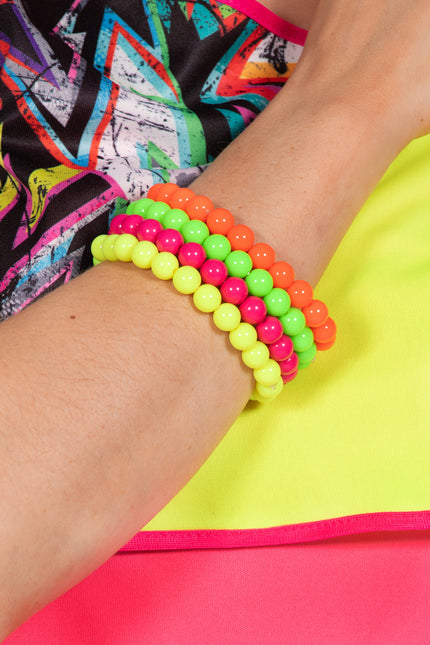 Neon 80S Armband Dames Kralen 4st