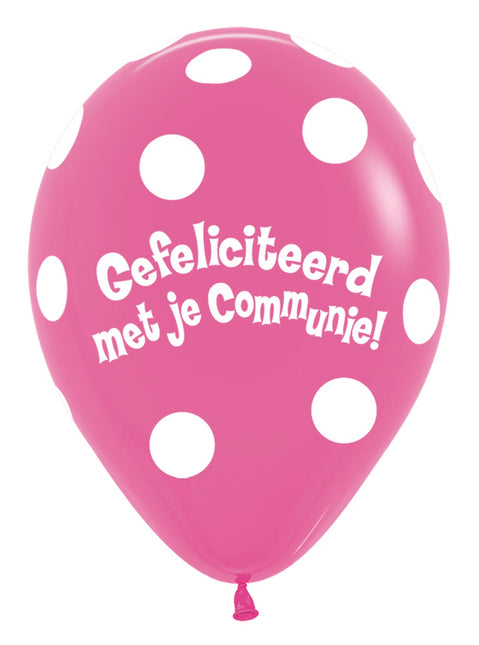 Ballonnen Communie Polka Dots Fuchsia 30cm 50st