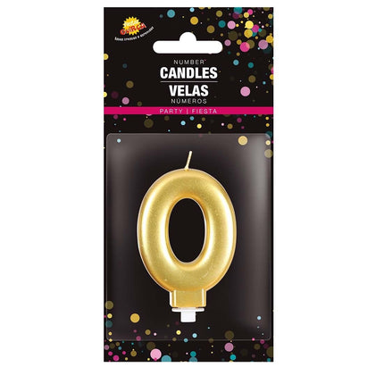 Gouden Kaars 0 Jaar Metallic 8cm