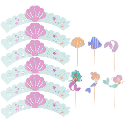 Cupcake Decoratie Set - Mermaid Magic - 6 sets