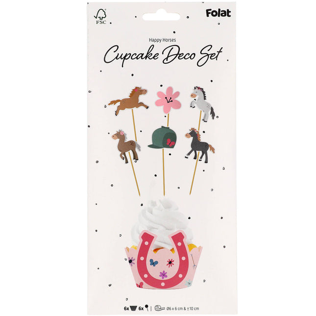 Cupcake Decoratie Set - Happy Horses - 6 stuks