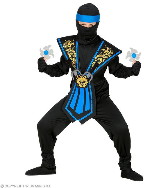 Kombat Ninja Blauw Met Wapens Kostuum Kind