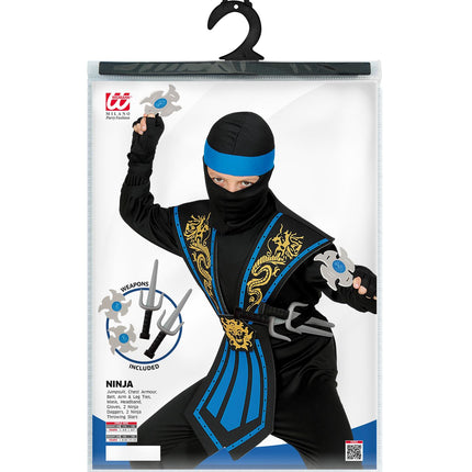 Kombat Ninja Blauw Met Wapens Kostuum Kind