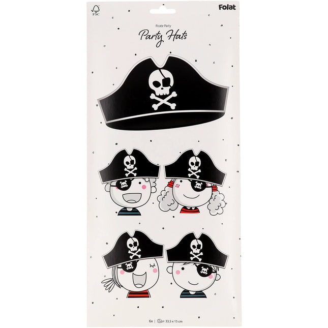 Piratenhoeden - Pirate Party - 33,5 x 15 cm - 6 stuks