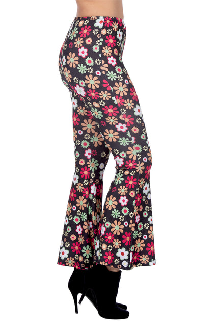 Hippiebroek zwart bloemen