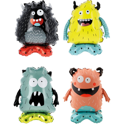 Staande Folie Ballon Monsters 40cm 4st Leeg