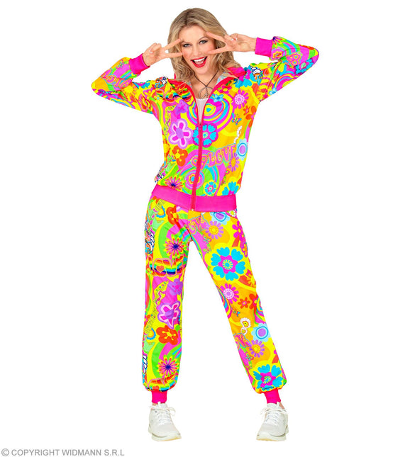 Trainingspak Hippie Neon Groovy Love Kostuum