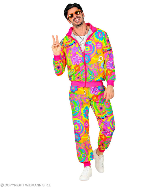 Trainingspak Hippie Neon Groovy Love Kostuum