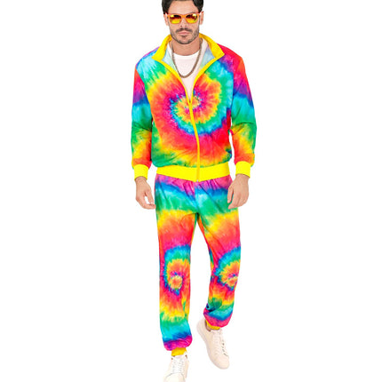 Trainingspak Hippie Neon Tie Dye Kostuum