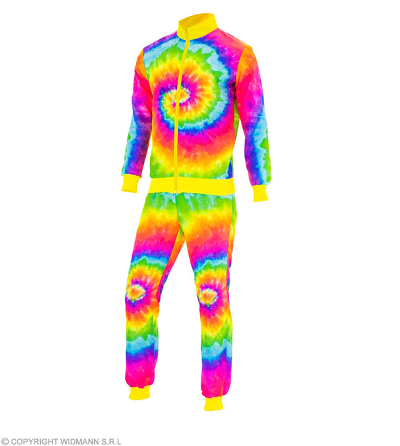 Trainingspak Hippie Neon Tie Dye Kostuum