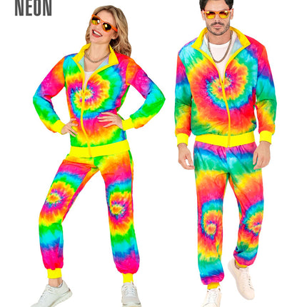 Trainingspak Hippie Neon Tie Dye Kostuum