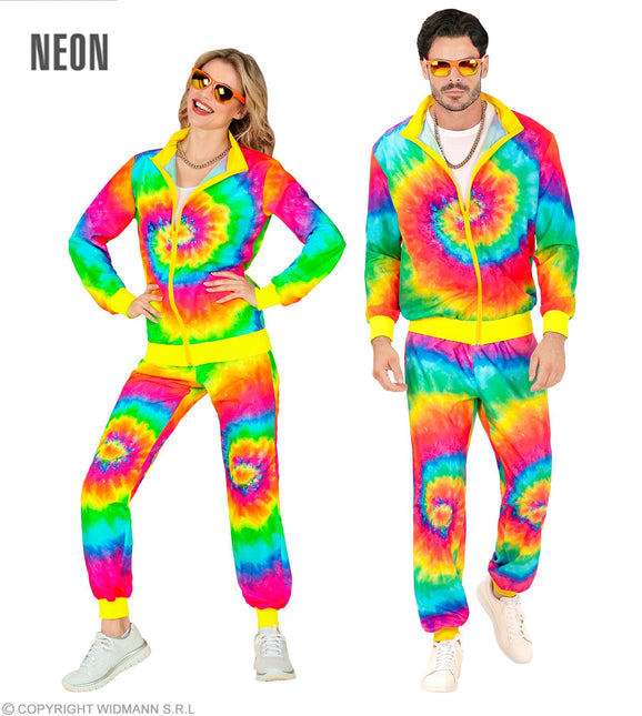 Trainingspak Hippie Neon Tie Dye Kostuum