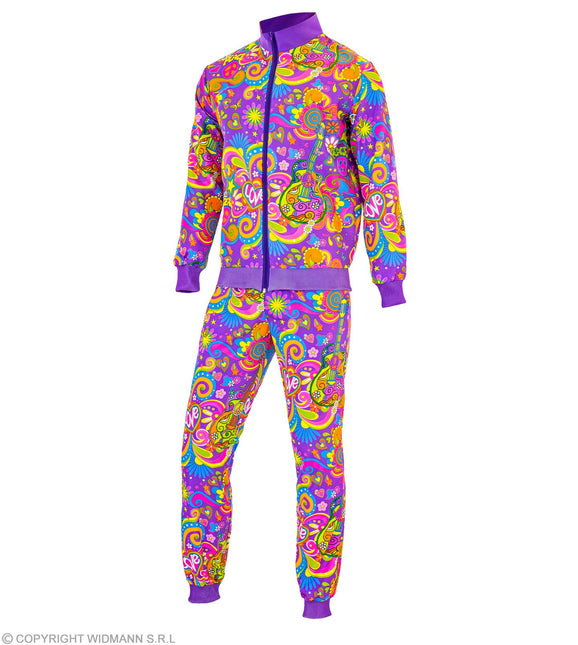 Trainingspak Hippie Neon Flower Power Kostuum