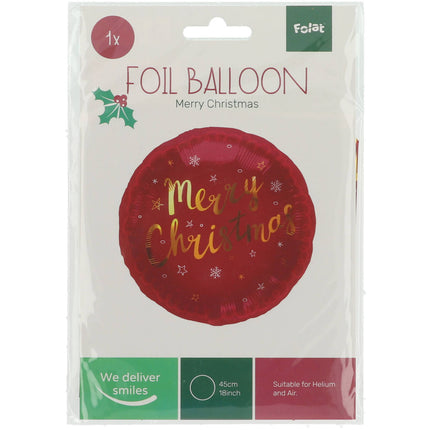 Helium Ballon Merry Christmas Rood Goud 45cm Leeg