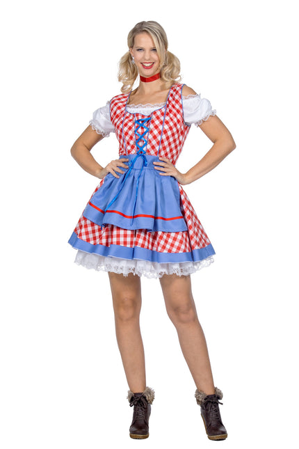 Dirndl Jurk Oktoberfest Rood Geblokt