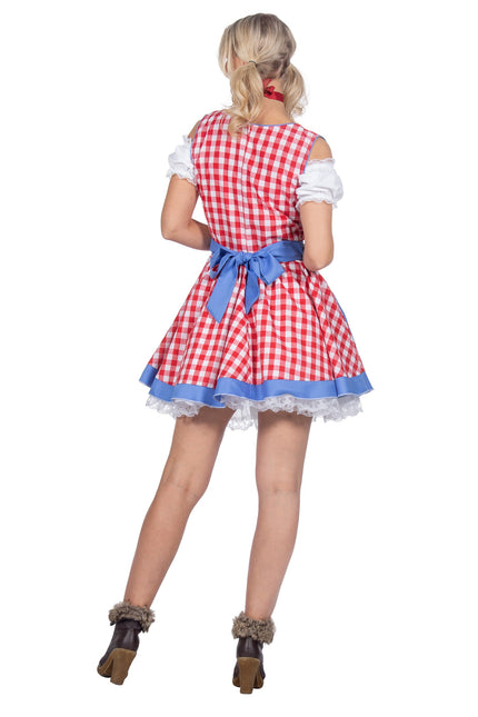 Dirndl Jurk Oktoberfest Rood Geblokt