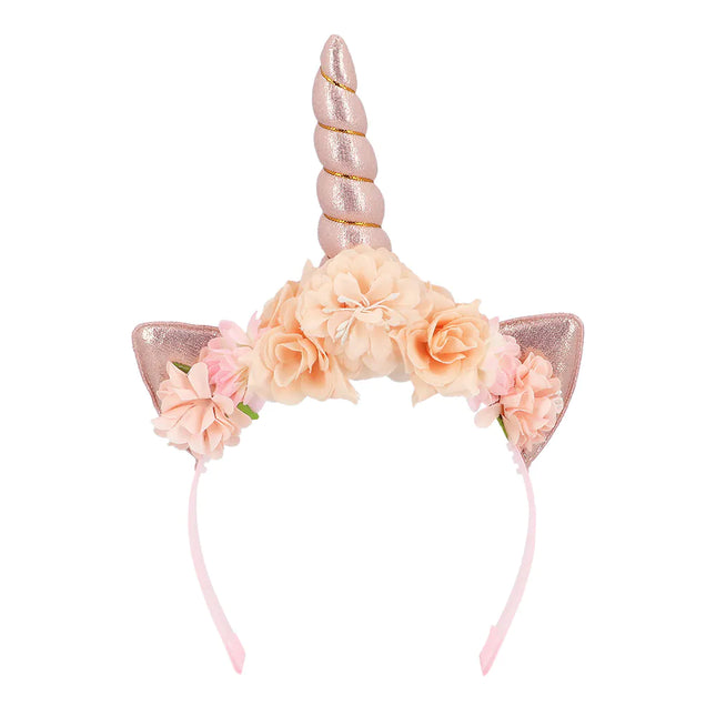 Unicorn Haarband Roze Met Bloemen