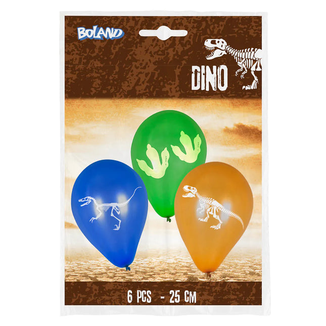 Dinosaurus Ballonnen Gekleurd 25cm 6st