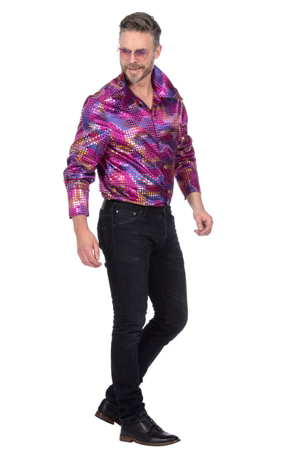 Party blouse folie pailletten paars