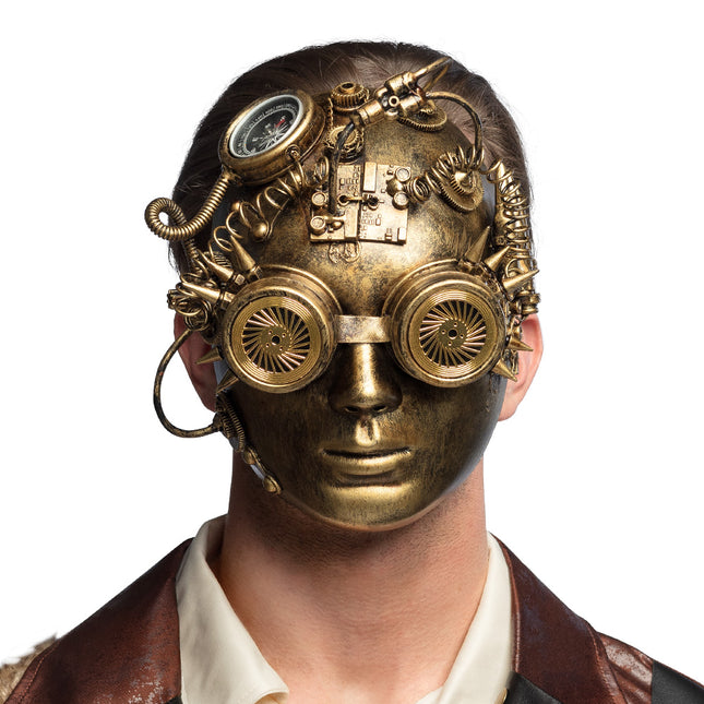 Steampunk Masker Goud Kompas