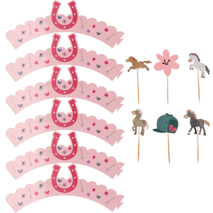 Cupcake Decoratie Set - Happy Horses - 6 stuks