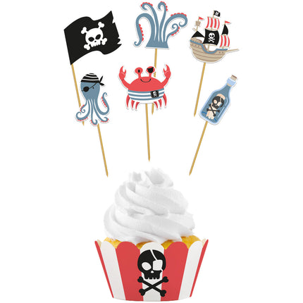 Cupcake Decoratie Set - Pirate Party - 6 sets