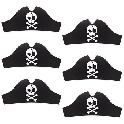 Piratenhoeden - Pirate Party - 33,5 x 15 cm - 6 stuks