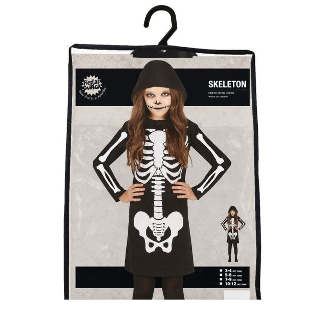 Skelet Halloween Kostuum Meisje Zwart Wit