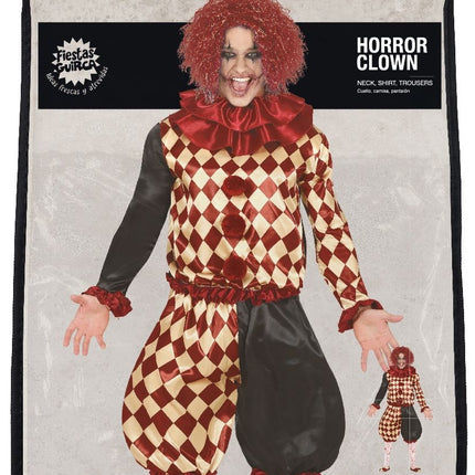 Horror Clown Halloween Kostuum Heren Rood