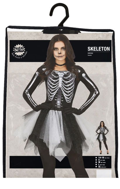 Skelet Halloween Jurk Dames Zwart