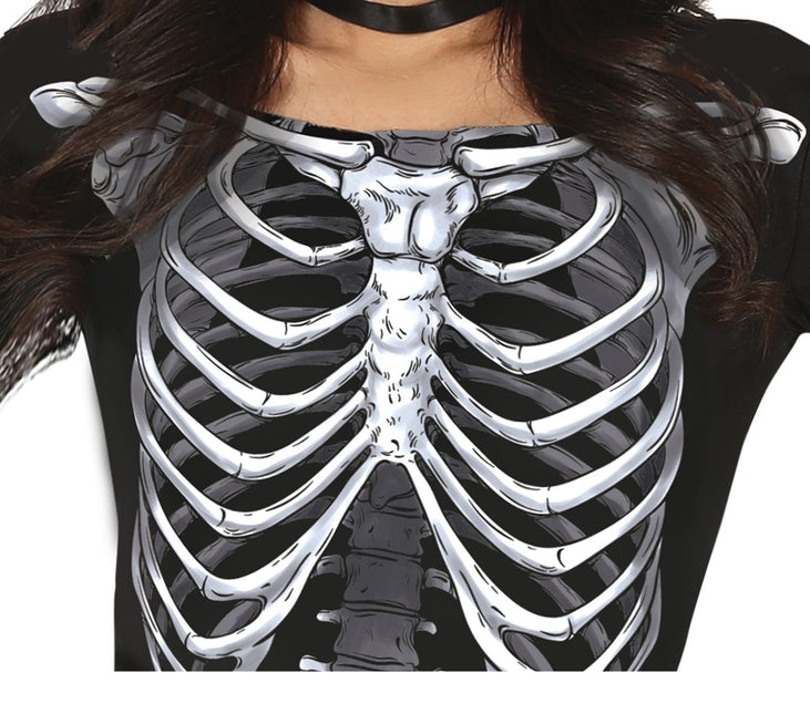 Skelet Halloween Jurk Dames Zwart