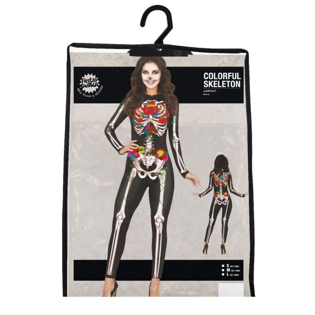 Skelet Halloween Kostuum Dames Bloemen