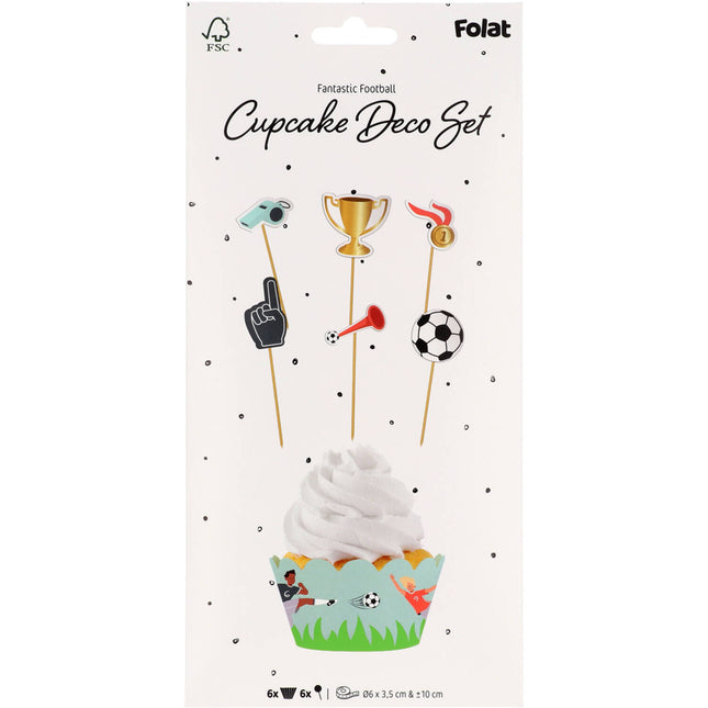 Cupcake Decoratie Set - Fantastic Football - 6 stuks