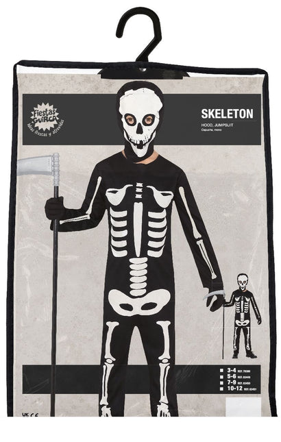 Skelet Halloween Kostuum Kind zwart-wit