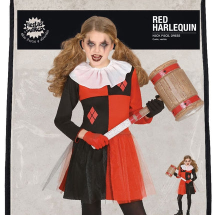 Harlekijn Halloween Kostuum Kind zwart-rood