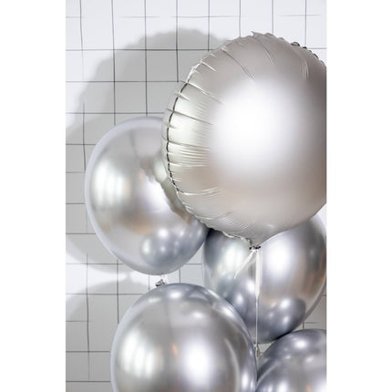 Helium Ballon Rond Zilver Satijnglans 45cm Leeg