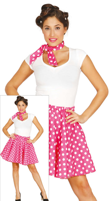 Grease Kostuum Set Roze 50's Dames L