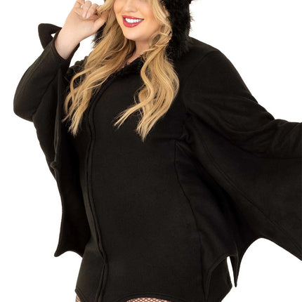 Vleermuis Jurk Zwart Dames Plus Size Leg Avenue