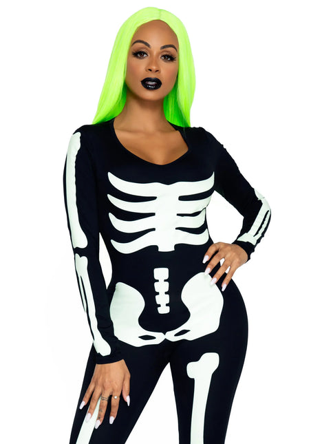 Halloween Catsuit Dames Glow In The Dark Leg Avenue