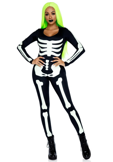 Halloween Catsuit Dames Glow In The Dark Leg Avenue