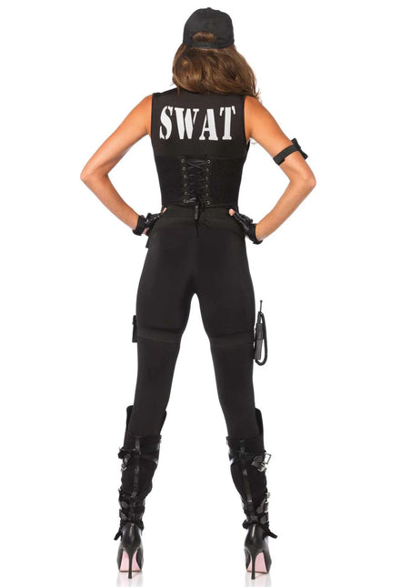 Swat Catsuit Zwart Dames Leg Avenue