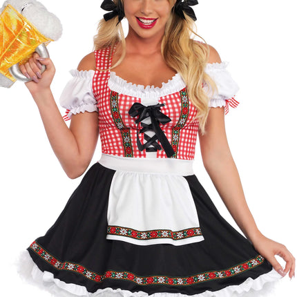 Rood Zwarte Dirndl Jurk Oktoberfest Dames Leg Avenue