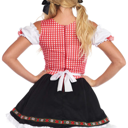 Rood Zwarte Dirndl Jurk Oktoberfest Dames Leg Avenue