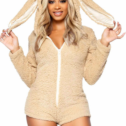 Konijnenpak Beige Dames Bodysuit Leg Avenue