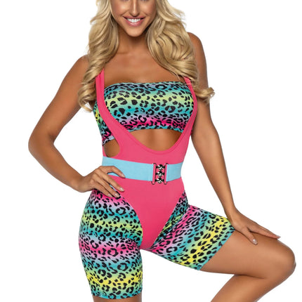 Neon 80S Kostuum Dames Bodysuit Leg Avenue