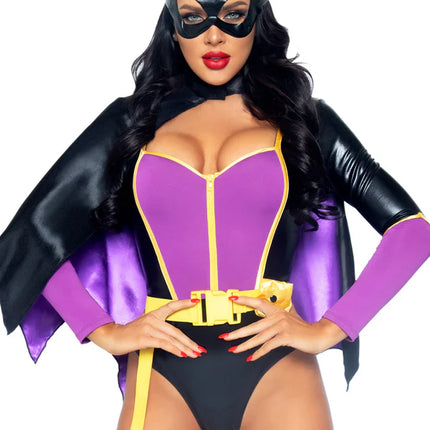 Batgirl Kostuum Zwart Paars Dames Bodysuit Leg Avenue